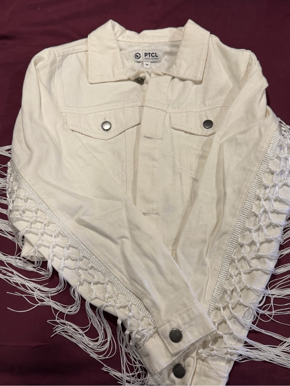 TCL White Casual Jacket with Label Detail
